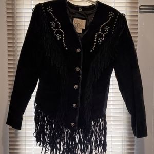 Black fringe coat